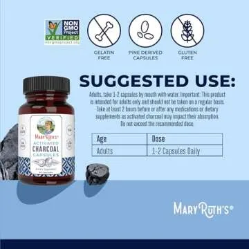 MaryRuth Organics Activated Charcoal Capsules for Detox