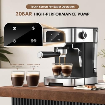 Professional LERTIN Espresso Machine with Frother - Barista Quality at Home