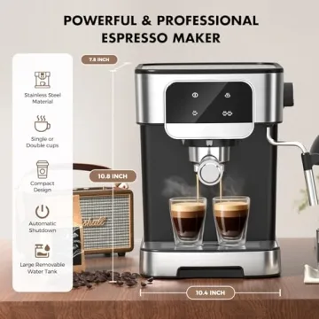 Professional LERTIN Espresso Machine with Frother - Barista Quality at Home