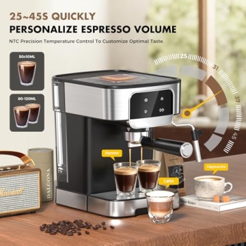 Professional LERTIN Espresso Machine with Frother - Barista Quality at Home