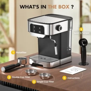 Professional LERTIN Espresso Machine with Frother - Barista Quality at Home