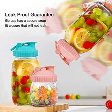 seewavom Mason Jar Lid Seal Large Lemon Coffee Tea Jam Mason Jar Handle Lid,Easy Pouring Spout