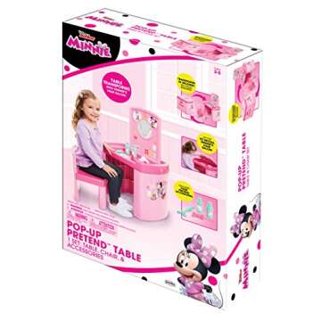 Minnie Mouse Happy Helpers Pop Up Pretend Activity Table Set with One Chair, Pink