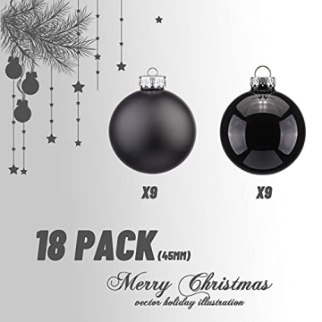 18PCS Stylish Black Christmas Ball Ornaments for Decor