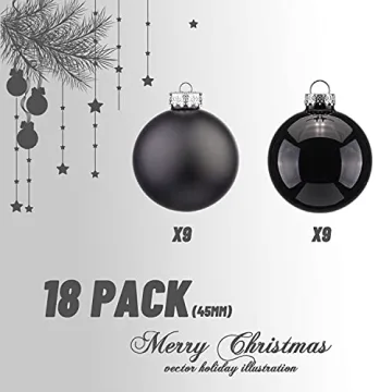 18PCS Stylish Black Christmas Ball Ornaments for Decor