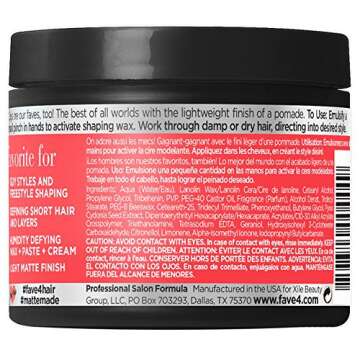 fave4 hair Matte Made Shaping Cream for Men, Lightweight Pomade Finish for Styling, 1.7 fl oz
