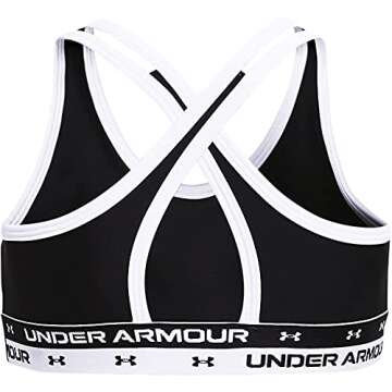 Under Armour Crossback Solid Bra, Black/White, Youth Small