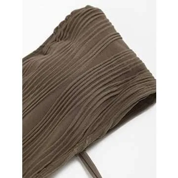 ZAFUL Women Strapless Textured Bandeau Bikini 2 Piece Swimwear Cheeky Solid Lace up Bathing Suits(1-Deep Coffee-CH,M)