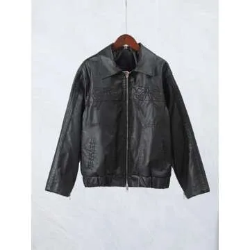 ChenKongHai Women's Leather Motorcycle Jacket Stylish & Versatile