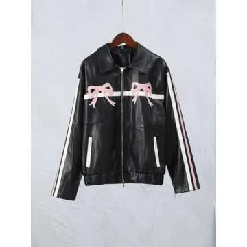 ChenKongHai Women's Leather Motorcycle Jacket Stylish & Versatile