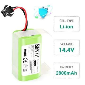 BAKTH 14.4V 2600mAh Replacement Battery Compatible with Ecovacs Deebot N79 N79S DN622 & Eufy RoboVac 11, 11S, 11S Plus, 11S MAX, 12, 15C MAX, 30, 30C, 35C, G10 Hybrid, G20 G30 G35 G40 Hybrid