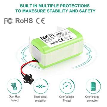 BAKTH 14.4V 2600mAh Replacement Battery Compatible with Ecovacs Deebot N79 N79S DN622 & Eufy RoboVac 11, 11S, 11S Plus, 11S MAX, 12, 15C MAX, 30, 30C, 35C, G10 Hybrid, G20 G30 G35 G40 Hybrid