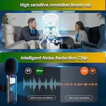 2 Pack Wireless Mini Lavalier Lapel Microphone for iPhone 15,16,Android Phone - 80ft Cordless Clip on Dual Mics with Noise Reduction 5H Working Time for Video Recording Vlogging, YouTube, Interview