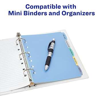 Avery Write & Erase Durable Plastic Mini Dividers for 3 Ring Binders and 7-Ring Binders, 5.5" x 8.5", 5-Tab Set, Multicolor, 1 Set (16180)