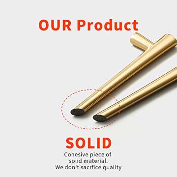 YAGU Modern Brass Kitchen Drawer Knobs 10 Pack