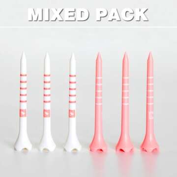 EWILLING Premium 4 Prongs Plastic Golf Tees with Mark System Unbreakable Design Size 3-1/4",2-3/4" P...