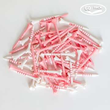 EWILLING Premium 4 Prongs Plastic Golf Tees with Mark System Unbreakable Design Size 3-1/4",2-3/4" Pack of 60 Golf Gifts for Men and Women