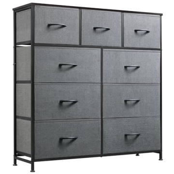 Stylish WLIVE 9-Drawer Dresser with Fabric Storage Bins