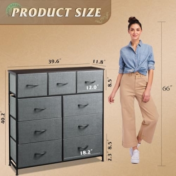 WLIVE 9-Drawer Fabric Storage Tower for Organizing