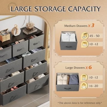 WLIVE 9-Drawer Fabric Storage Tower for Organizing