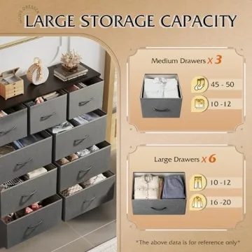WLIVE 9-Drawer Fabric Storage Tower for Organizing