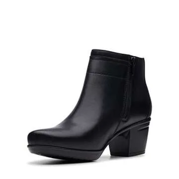 Clarks Emslie Jada Ankle Boot Black Leather Women