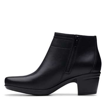 Clarks Emslie Jada Ankle Boot Black Leather Women