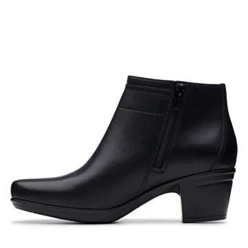 Clarks Emslie Jada Ankle Boot Black Leather Women