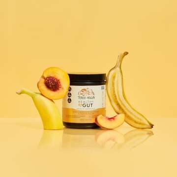 TERRA ORIGIN Healthy Gut Peach Banana | 30-Servings with L-Glutamine, Zinc, Glucosamine, Slippery Elm Bark, Marshmallow Root and More!