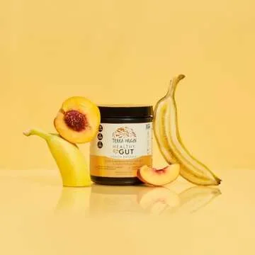 TERRA ORIGIN Healthy Gut Peach Banana | 30-Servings with L-Glutamine, Zinc, Glucosamine, Slippery Elm Bark, Marshmallow Root and More!
