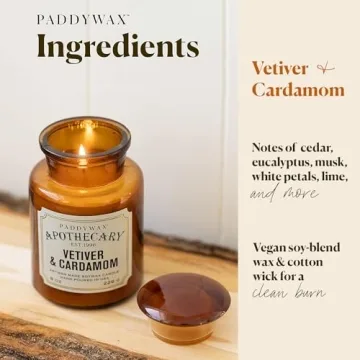 Paddywax Vetiver & Cardamom Scented Candle 8-Ounce