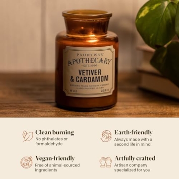 Paddywax Vetiver & Cardamom Scented Candle 8-Ounce