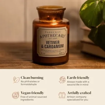 Paddywax Vetiver & Cardamom Scented Candle 8-Ounce
