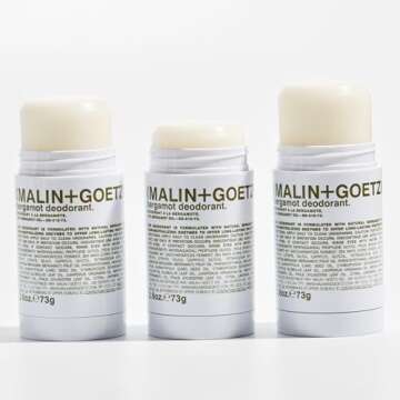 Malin + Goetz Bergamot Deodorant, 2.6 oz. - Men & Women's Stick Deodorant, Scented Deodorant for All Skin Types, Natural Fragrance & Color, Aluminum Free Natural Deodorant