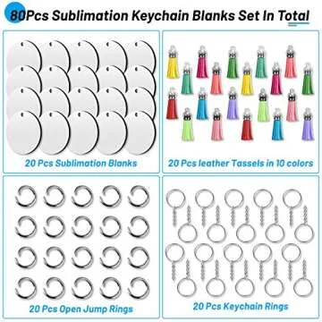 Sublimation Blanks Keychains 80 PCS for DIY Crafts Accessories
