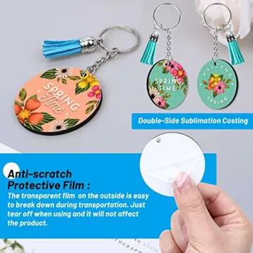 Sublimation Blanks Keychains 80 PCS for DIY Crafts Accessories