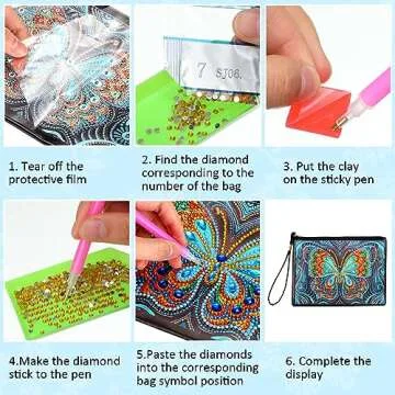 Silkfly 6 Pcs Diamond Painting Clutch Purses DIY Diamond Painting Handbag PU Leather Diamond Painting Bags 5D Handmade Wristlet Wallet with Strap and Zipper for Women Gift(Butterfly Style)