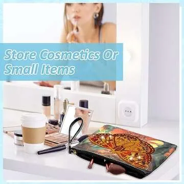 Silkfly 6 Pcs Diamond Painting Clutch Purses DIY Diamond Painting Handbag PU Leather Diamond Painting Bags 5D Handmade Wristlet Wallet with Strap and Zipper for Women Gift(Butterfly Style)