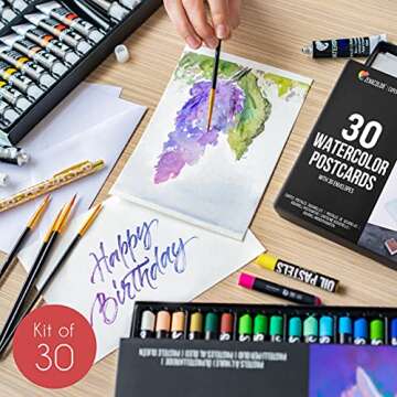 Blank Watercolor Cards with Envelopes NOT FOLDED - 30 Pack : 30 Postcards and 30 Envelopes 5x7" - Wa...