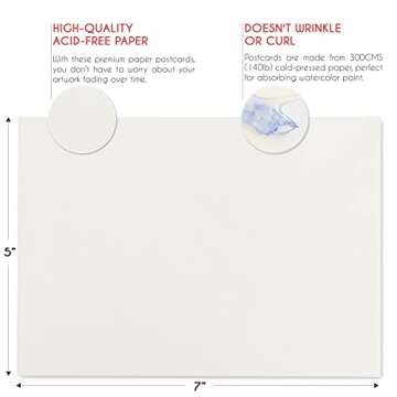 Blank Watercolor Cards with Envelopes NOT FOLDED - 30 Pack : 30 Postcards and 30 Envelopes 5x7" - Watercolor Postcards 300GSM - DIY Thank You Card, Greetings Cards, Christmas, Invitations, Birthday