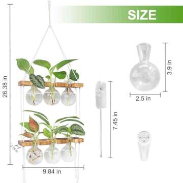 Renmxj Plant Propagation Station Wall Hanging, Plant Terrarium with 2 Tiered Wooden Stand for Hydrop...