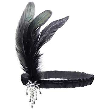 IWIWB Women's Vintage 1920s Sequin Beaded Tassels Hem Flapper Dress w/accessories Set (Large, Green)