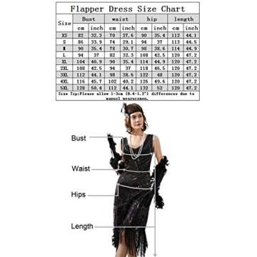 IWIWB Women's Vintage 1920s Sequin Beaded Tassels Hem Flapper Dress w/accessories Set (Large, Green)