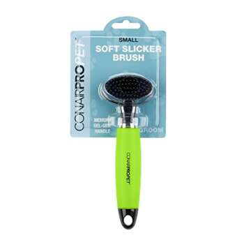 CONAIRPRO Dog & Cat Dog Brush for Shedding, Small Slicker Brush with Reinforced Metal Tips, Ideal for Smaller Breeds Green