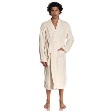 ORMES Muslin Unisex Bathrobe Women & Men, Turkish 100% Cotton Kimono Lightweight Robe | Long Robes Soft, Absorbent, Spa robes