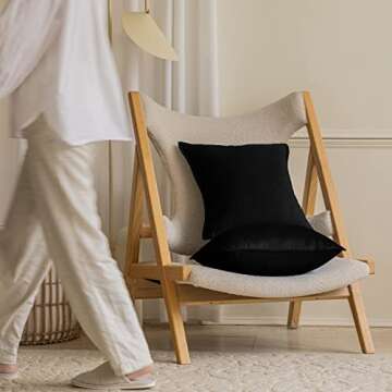 Elegant Velvet Black Throw Pillow Covers 18×18 Pack of 2