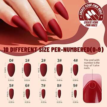 Teenitor Almond Press On Nails Set - 288Pcs Matte Almond Shape with Glue