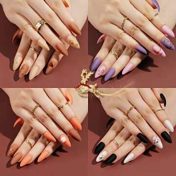 Teenitor Almond Press On Nails Set - 288Pcs Creative Kit