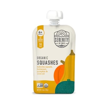 Serenity Kids Organic Baby Food Pouches - USDA Organic, No Sugar, 3.5 oz, 6 Count