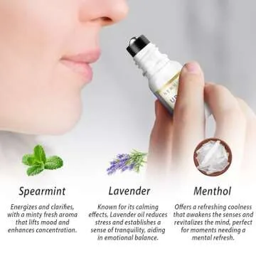 Migraine Roll On Stick - Menthol Fast Cooling Comfort for Your Headache Tension. Aromatherapy Essential Oils Blend Peppermint Lavender Spearmint. Self Care Calming Gift for Women Men. Made in USA